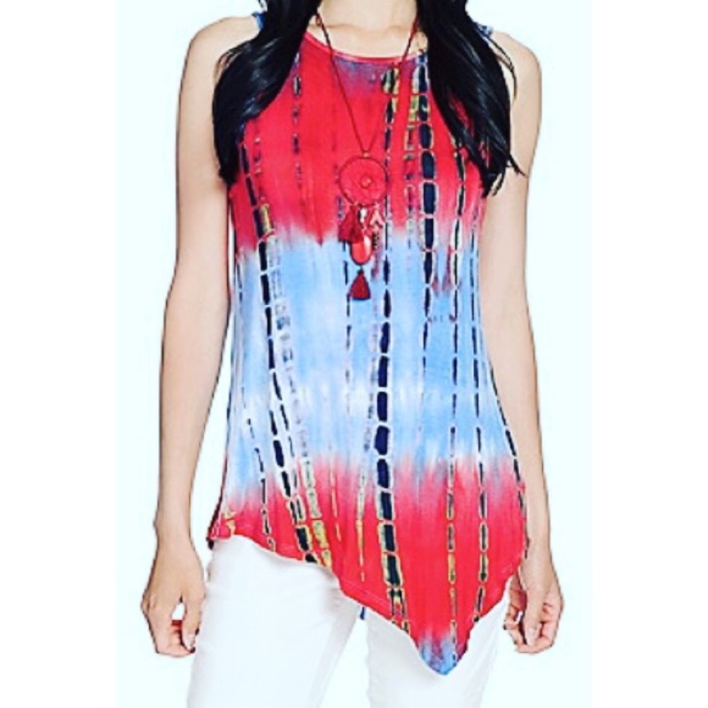 NWT. One World Tie Dye Tank with Necklace